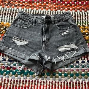 Black mom jean shorts